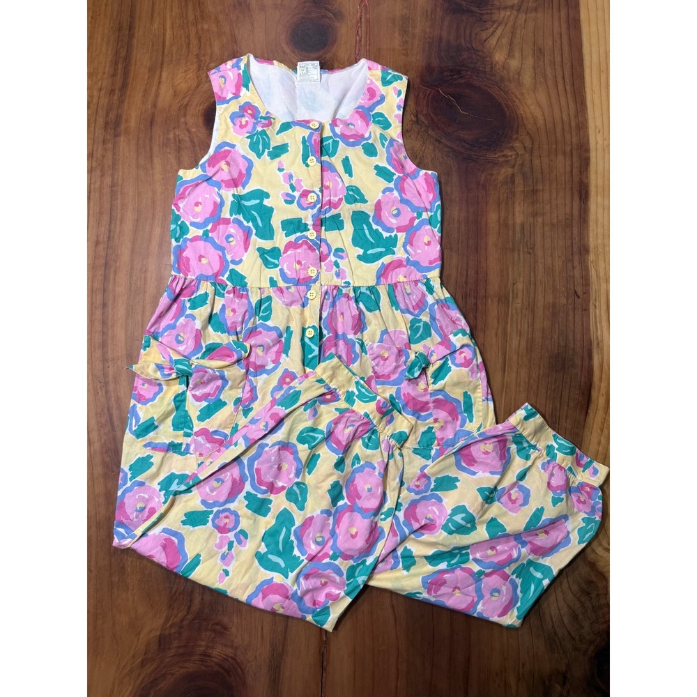 Vintage Laura Ashley Women's Jumpsuit L Cotton Pockets Floral Vv12